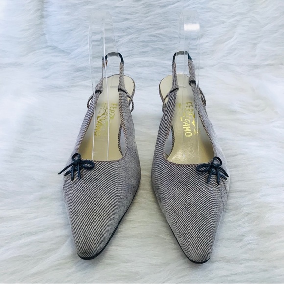 FERRAGAMO Slingback Pump Shoes Gray - Picture 2 of 8